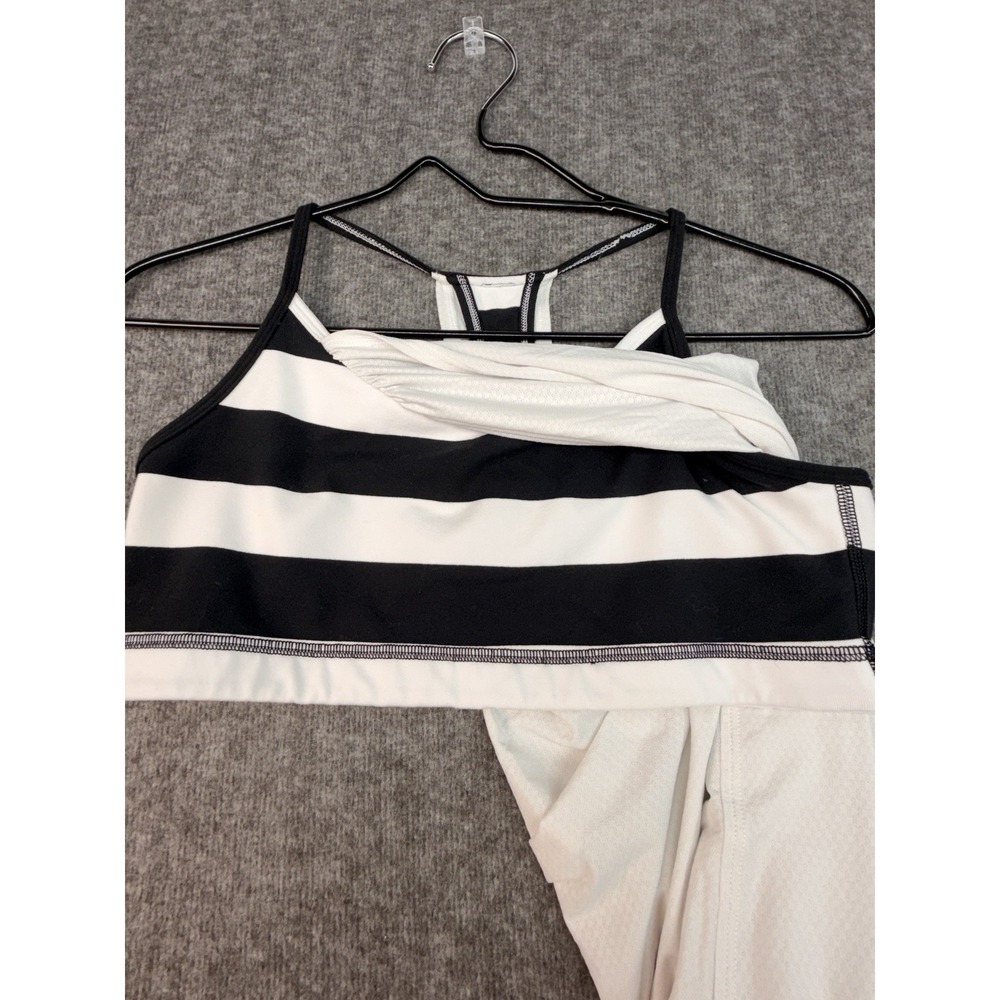 Lululemon Built In Bra Tank Top White Black Stripe Racerback Size 8 - Picture 7 of 9